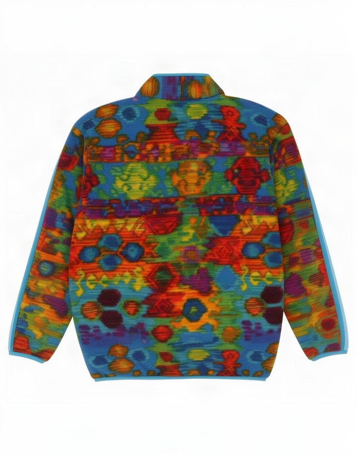 Vintage kvinders grafisk lynlås hals fleece trøje EU 40 Medium flerfarvet