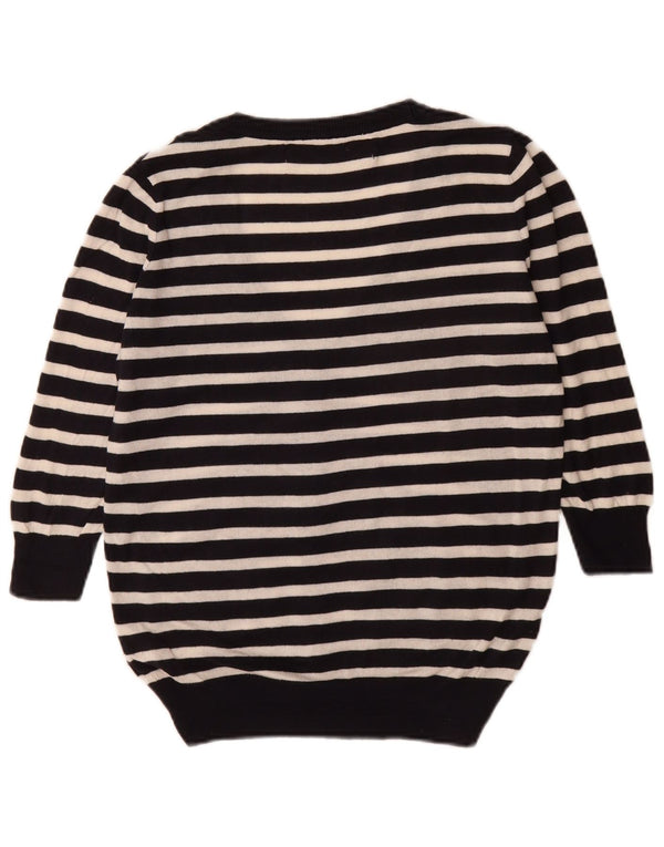 Zara 3/4 ærmet oversized cardigan sweater til kvinder UK 10 Lille sort stribet