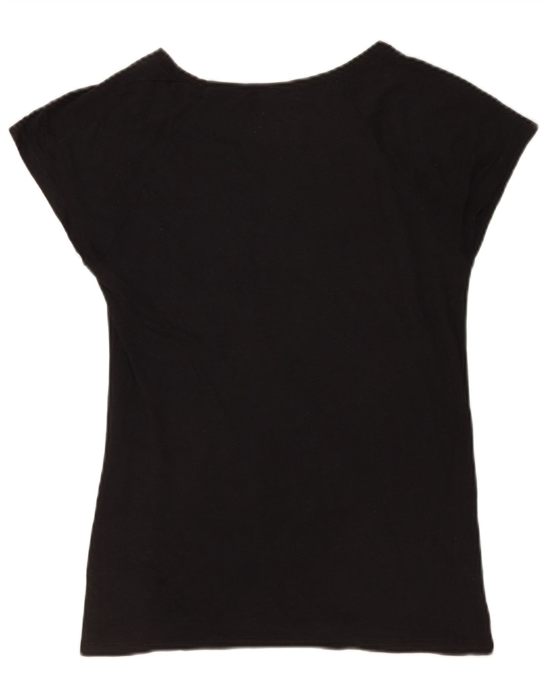 Zara Grafisk T-Shirt Top UK 12 Medium Sort Bomuld