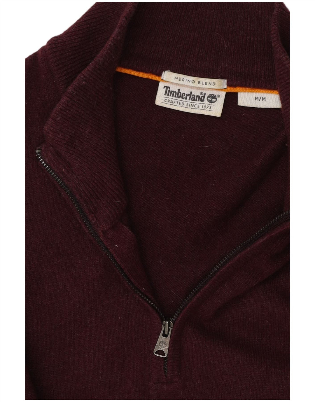 TIMBERLAND Herre sweater med lynlåshals Medium Burgund Merinould