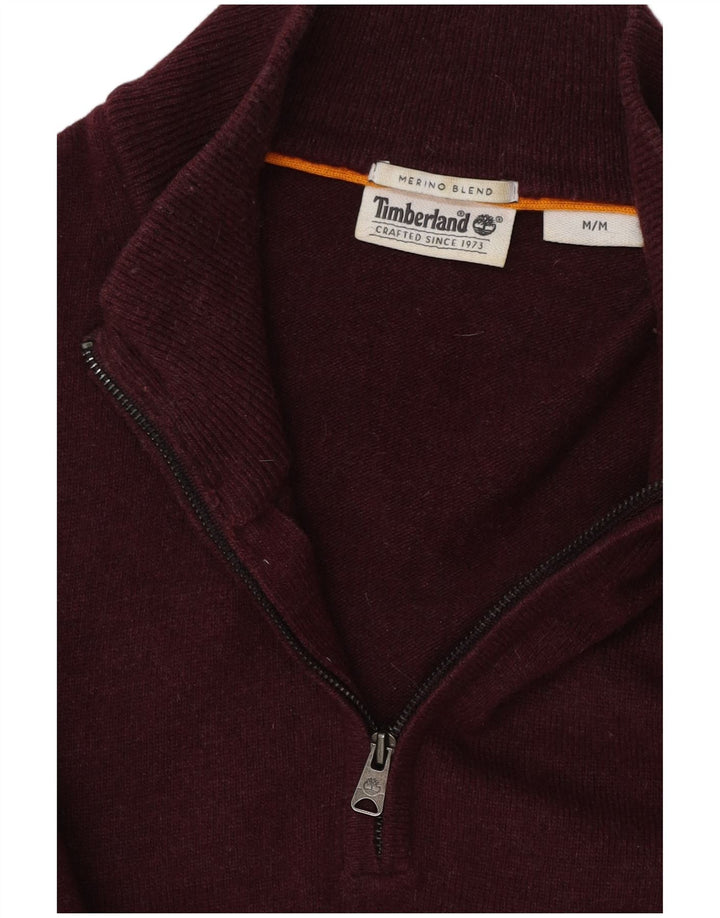 TIMBERLAND Herre sweater med lynlåshals Medium Burgund Merinould
