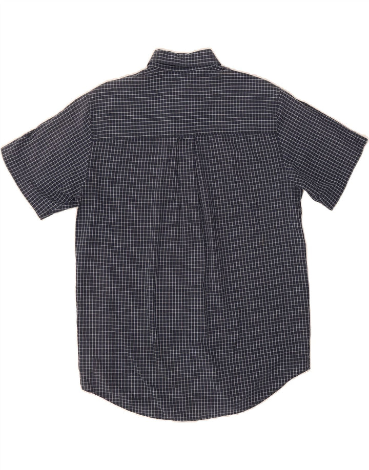 CHAPS Mens Short Sleeve Shirt Medium Navy Blue Check Cotton Vintage Chaps and Second-Hand Chaps from Messina Hembry 