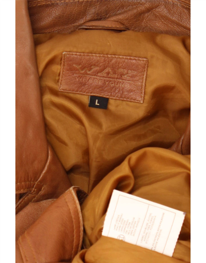 Vintage Herre Læder Biker Jacket UK 40 Stor Brun Læder