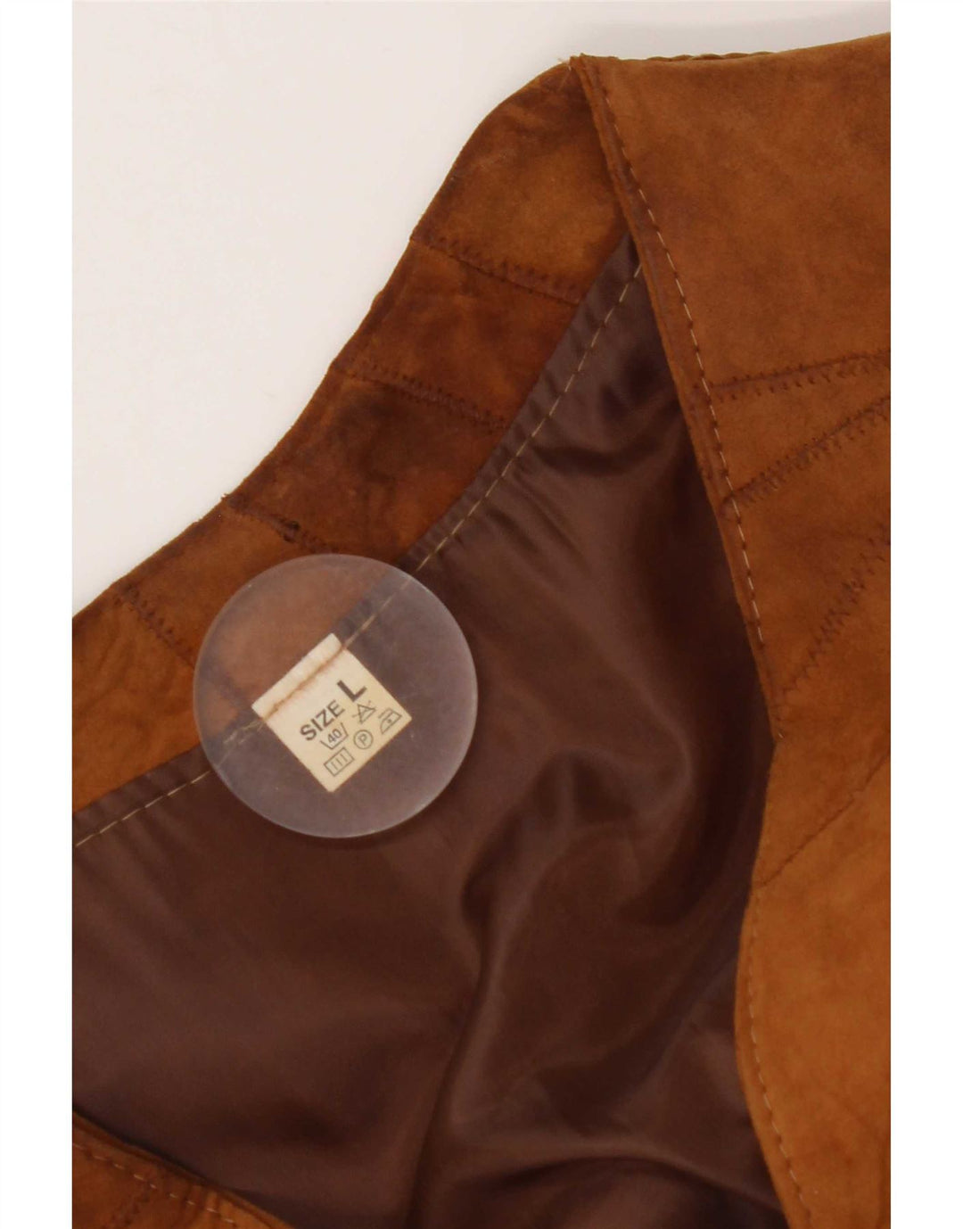 Vintage herre ruskind vest Stor brun patchwork læder