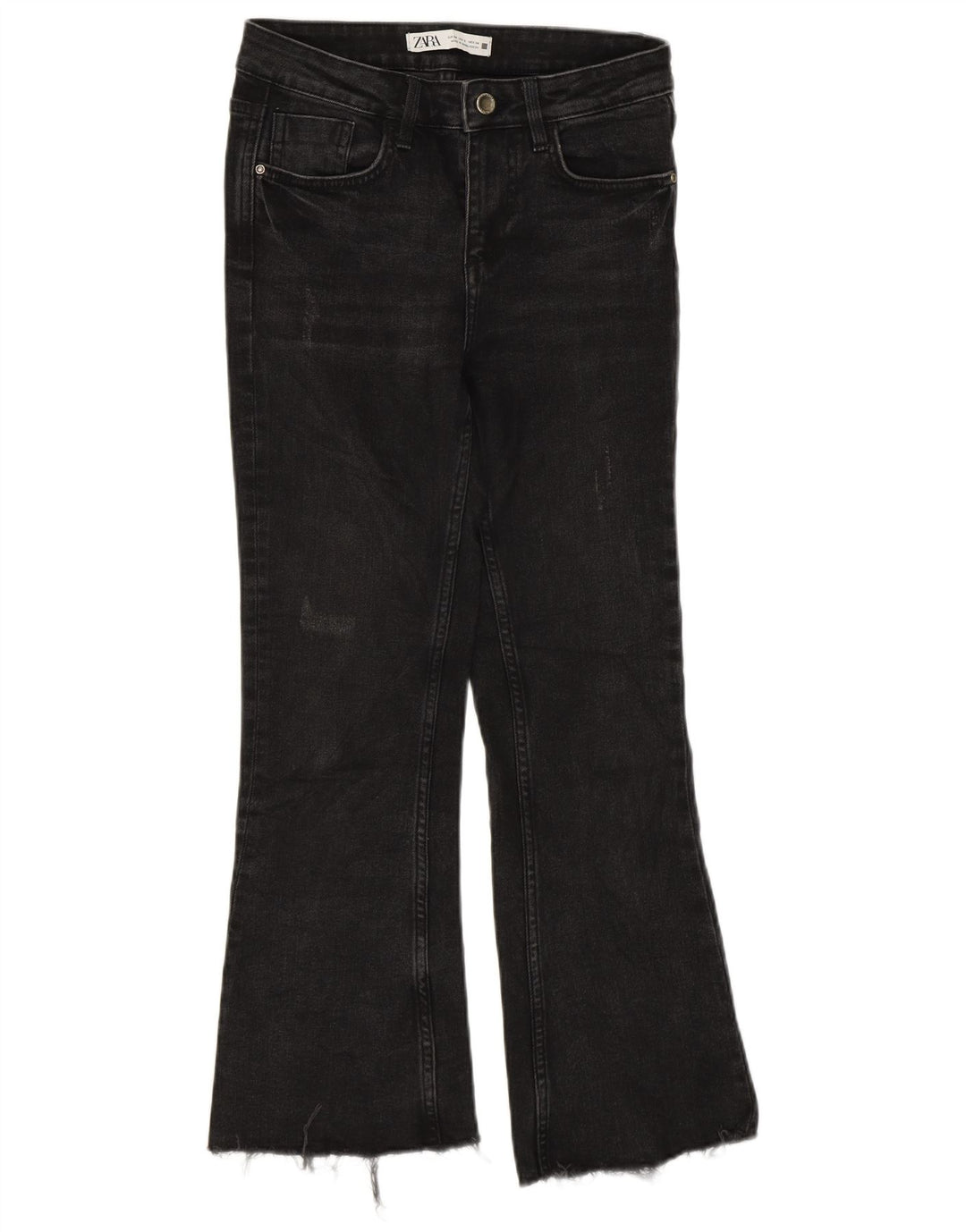 Zara Dame Crop Bootcut Jeans EU 34 2XS W24 L25 Grå