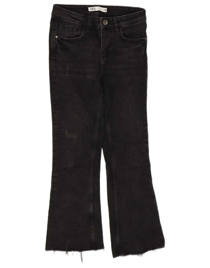 Zara Dame Crop Bootcut Jeans EU 34 2XS W24 L25 Grå