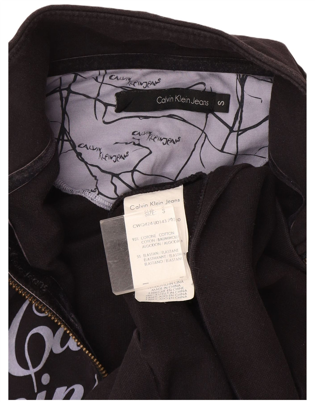 Calvin Klein Jeans Dame Grafisk træningsdragt Top Jacket UK 10 Small Grey