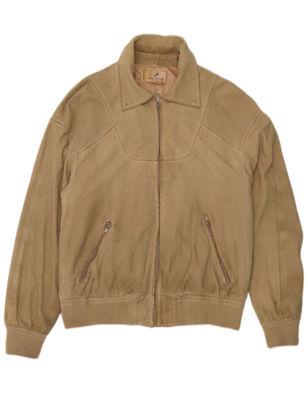 Vintage herre ruskind bomberjakke UK 38 Medium Beige