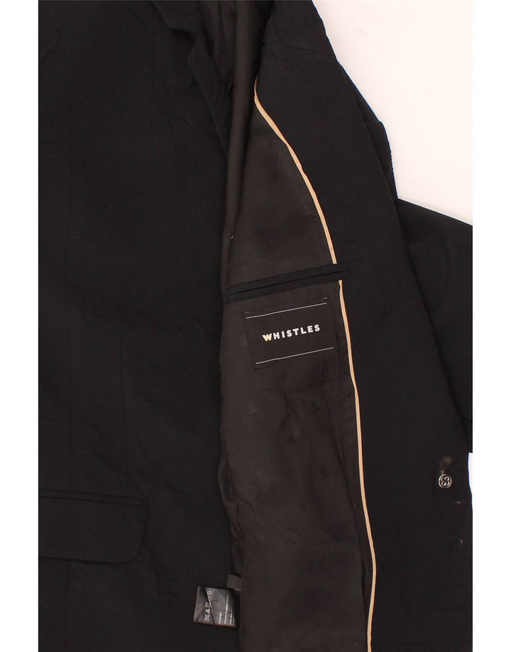 WHISTLES Womens 1 Button Blazer Jacket UK 10 Small  Black Wool Vintage Whistles and Second-Hand Whistles from Messina Hembry 