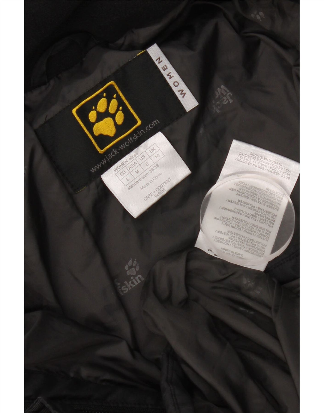 Jack Wolfskin Dame Hætte Polstret Frakke UK 10 Small Black Polyester