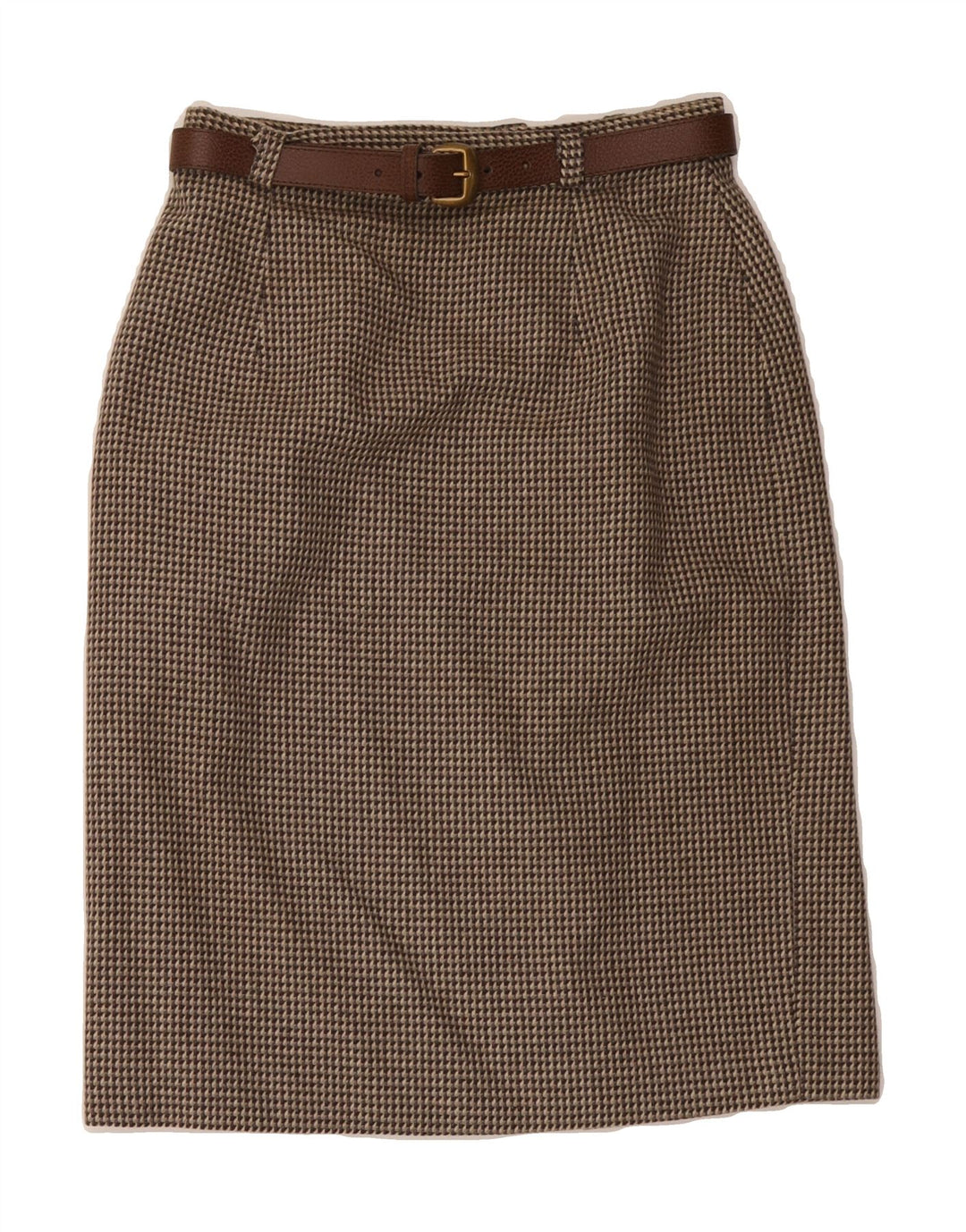 VINTAGE Womens Pencil Skirt UK 12 Medium W28  Brown Houndstooth Vintage Vintage and Second-Hand Vintage from Messina Hembry 