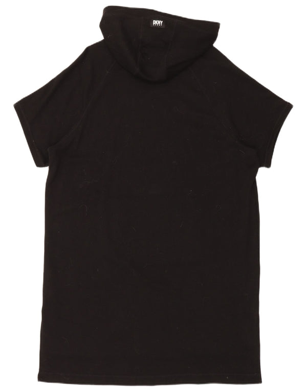 Dkny Dame Grafisk Oversized Hættetrøje Kjoler UK 6 XS Sort Bomuld