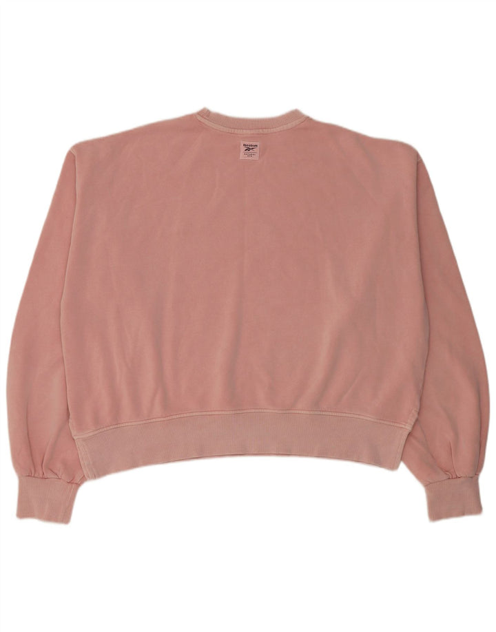 Reebok Womens Crop Oversized Sweatshirt Jumper UK 14 Medium Pink Bomuld