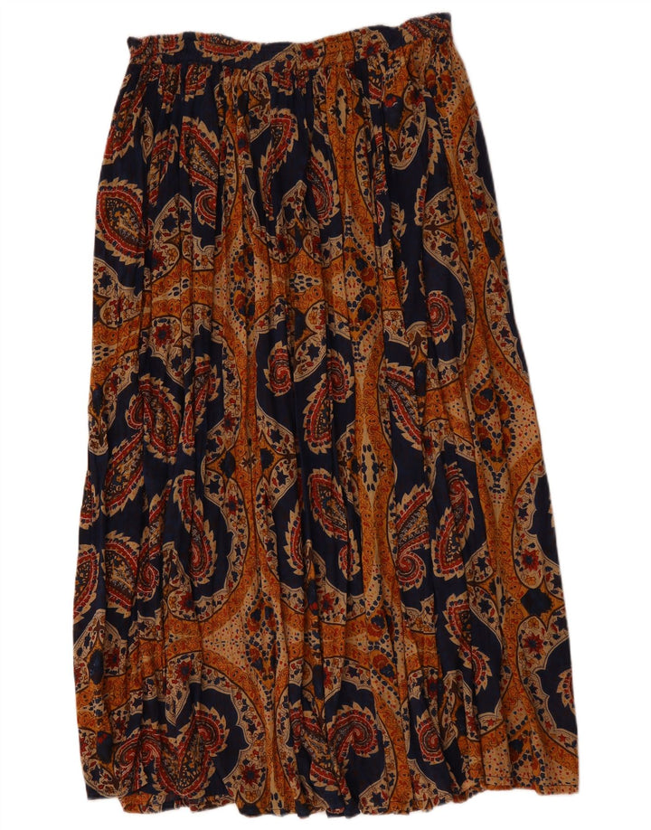 Flash plisseret nederdel til kvinder Small W27 Marineblå Paisley Viscose