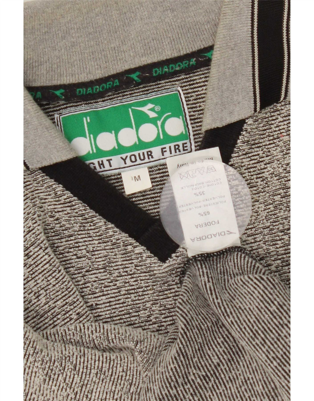 Diadora herre poloshirt mellemgrå stribet polyester