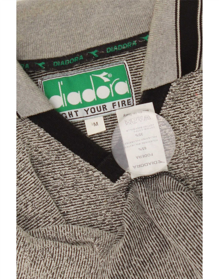 Diadora herre poloshirt mellemgrå stribet polyester