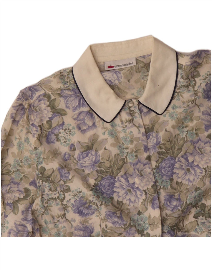 EMMANUEL SCHVILI Dame Skjorte Bluse UK 16 Large Beige Floral