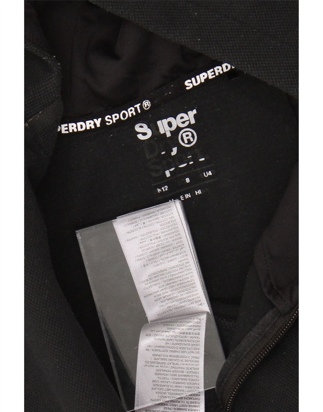 SUPERDRY Dame grafisk hættetrøje med lynlås UK 12 Medium Black Polyester