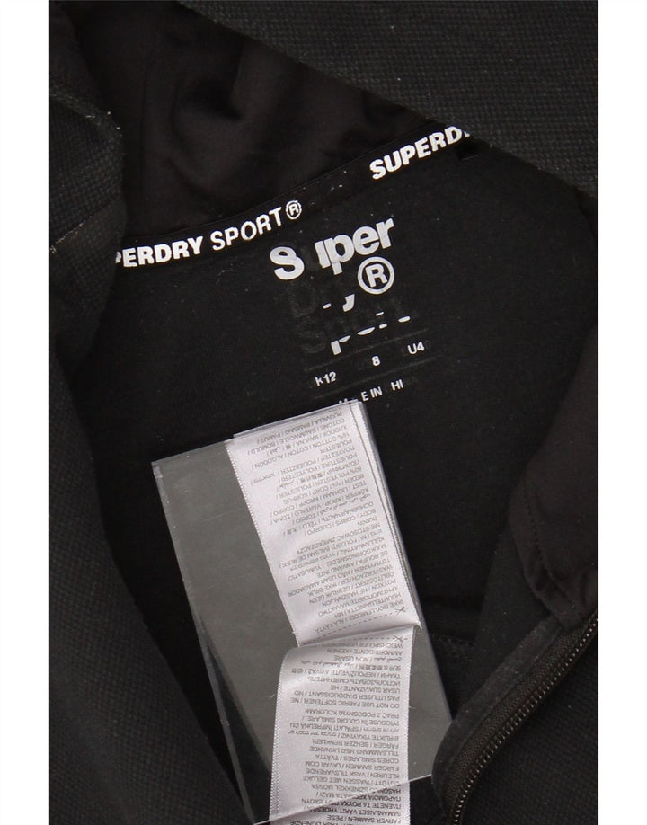 SUPERDRY Dame grafisk hættetrøje med lynlås UK 12 Medium Black Polyester