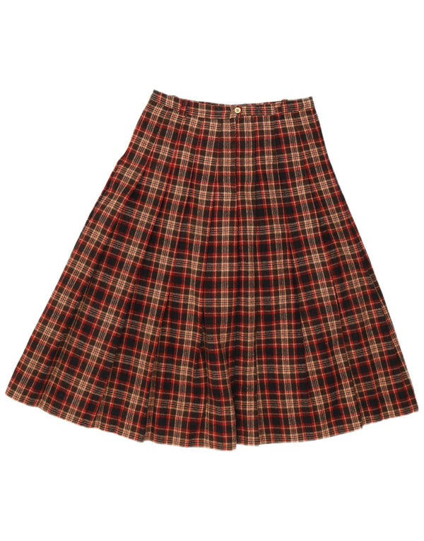 Vintage kvindekniv plisseret nederdel W24 XS rød plaid klassisk