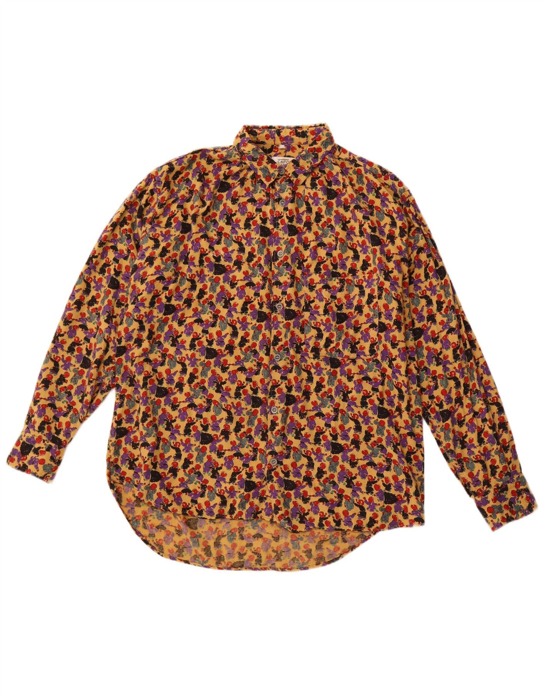 VINTAGE Herre abstrakt mønster skjorte lille flerfarvet