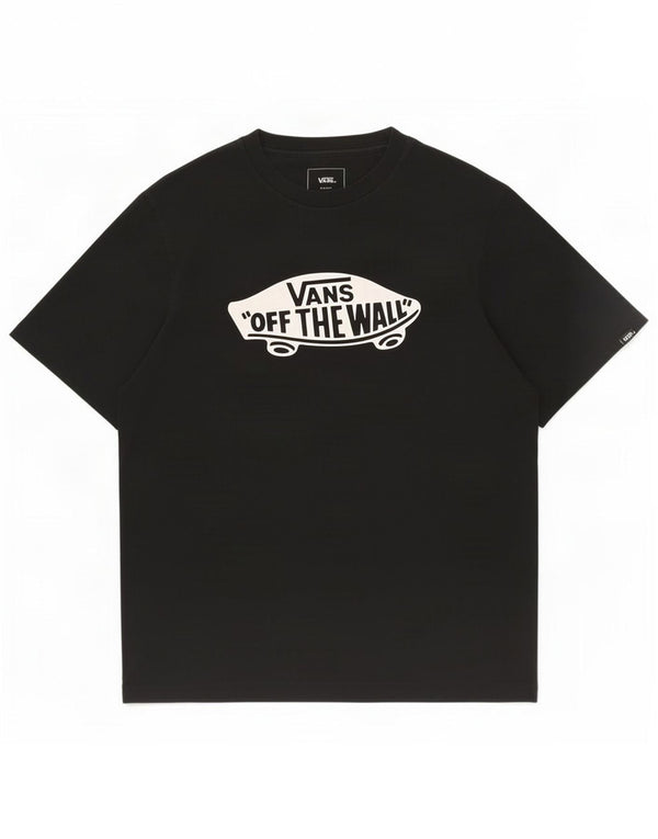 Vans Herre Custom Fit Grafisk T-Shirt Top XL Sort Bomuld