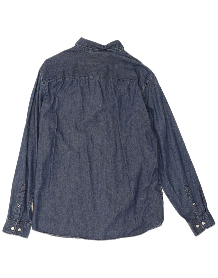 Jack & Jones denimskjorte til mænd XL marineblå bomuld
