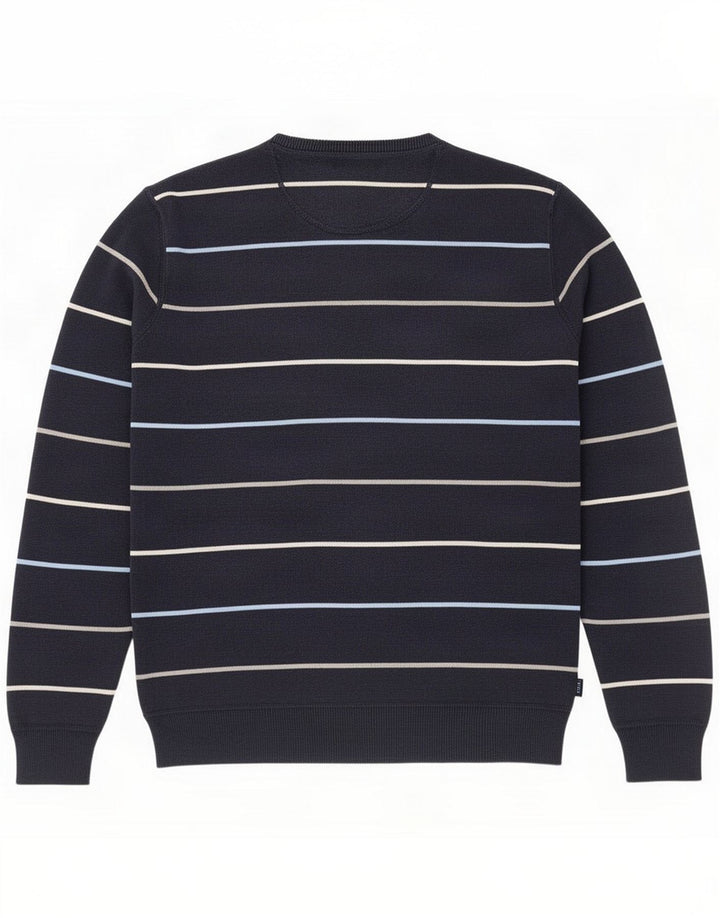 Gant sweater med rund hals til mænd mellem marineblå stribet