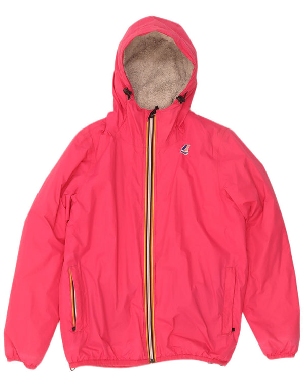 K-Way Dame Oversized Hætte Sherpa Windbreaker Jacket UK 10 Small Pink
