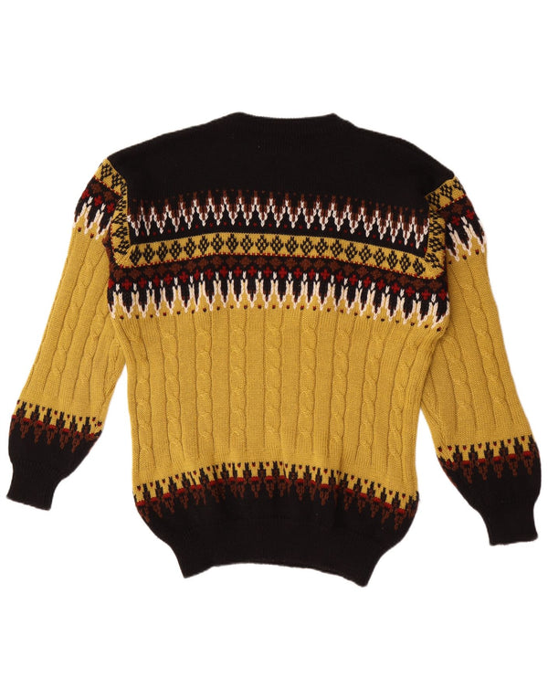 Vintage herre rund hals sweater stor flerfarvet Fair Isle akryl