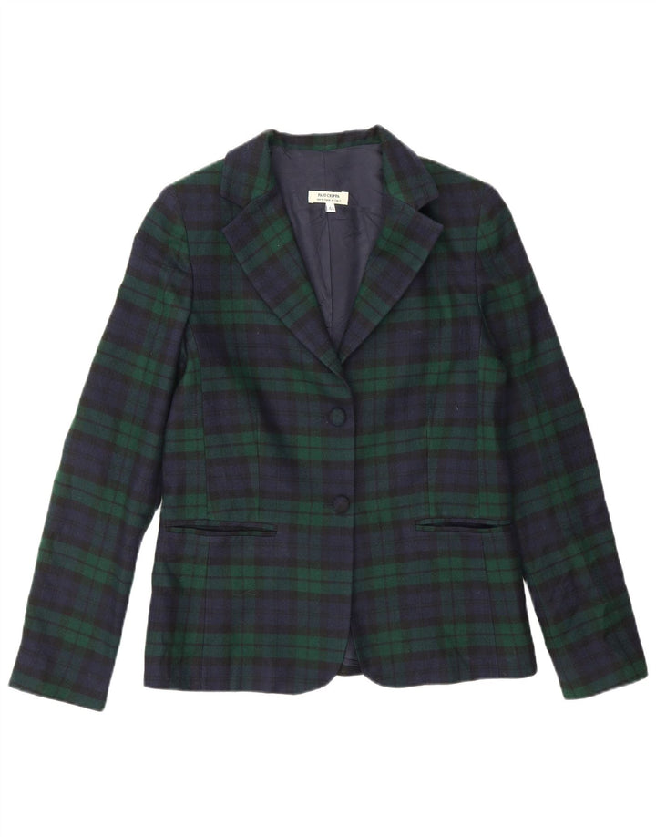Paio Crippa Dame 2 Button Blazer Jacket IT 44 Medium Green Check New Wool