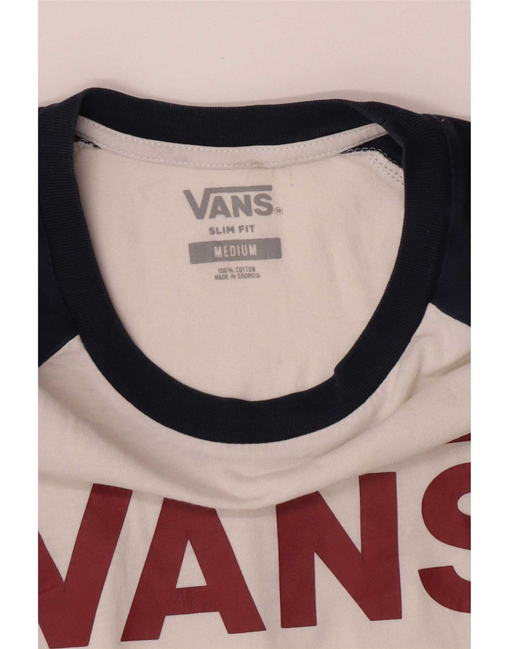 Vans Herre Slim Fit Top 3/4 ærmer Medium White Colourblock Bomuld