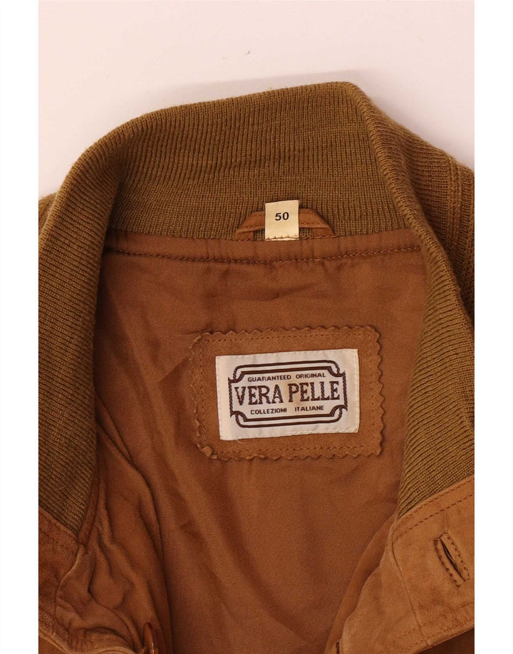 Vintage herre bomber ruskindsjakke IT 50 Stor brun læder retro