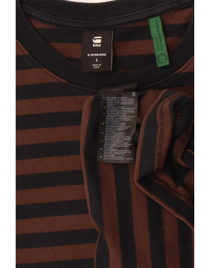 G-Star Herre T-shirt Top Stor brun stribet bomuld