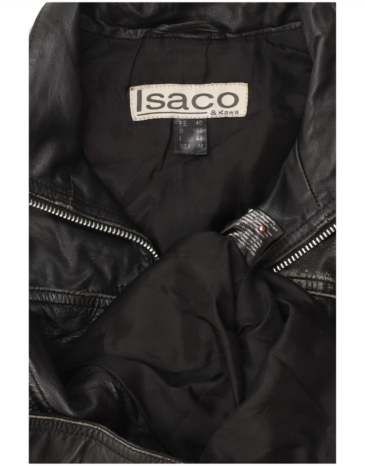 Isaco & Kawa Dame Biker Læderjakke IT 44 Medium Sort Læder