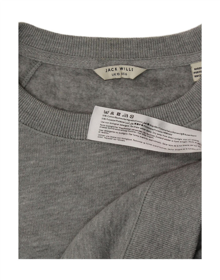 Jack Wills Dame Sweatshirt Jumper UK 10 Lille Grå Bomuld