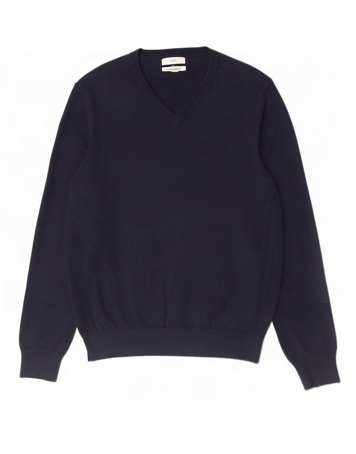 Marks & Spencer Herre V-hals sweater Stor marineblå bomuld