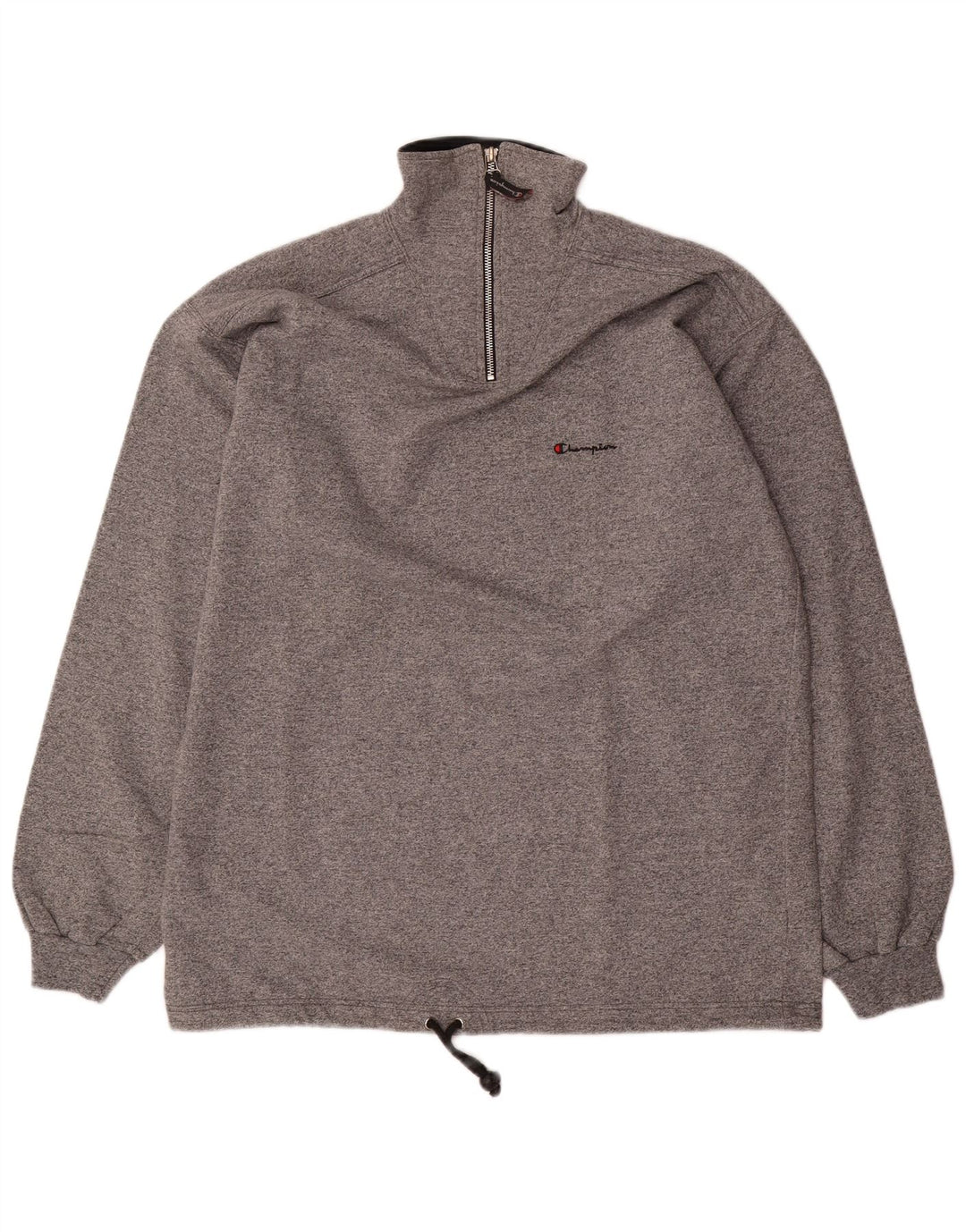 Champion Herre Zip Neck Sweatshirt Jumper 2XL Grå Bomuld