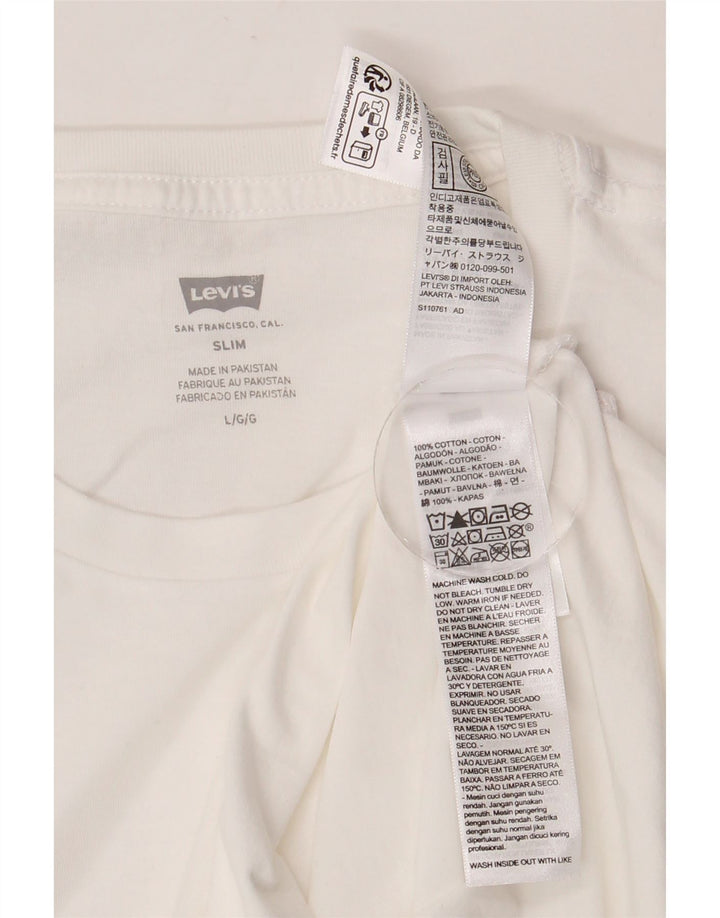 Levi's Herre Slim T-Shirt Top Stor Hvid Bomuld