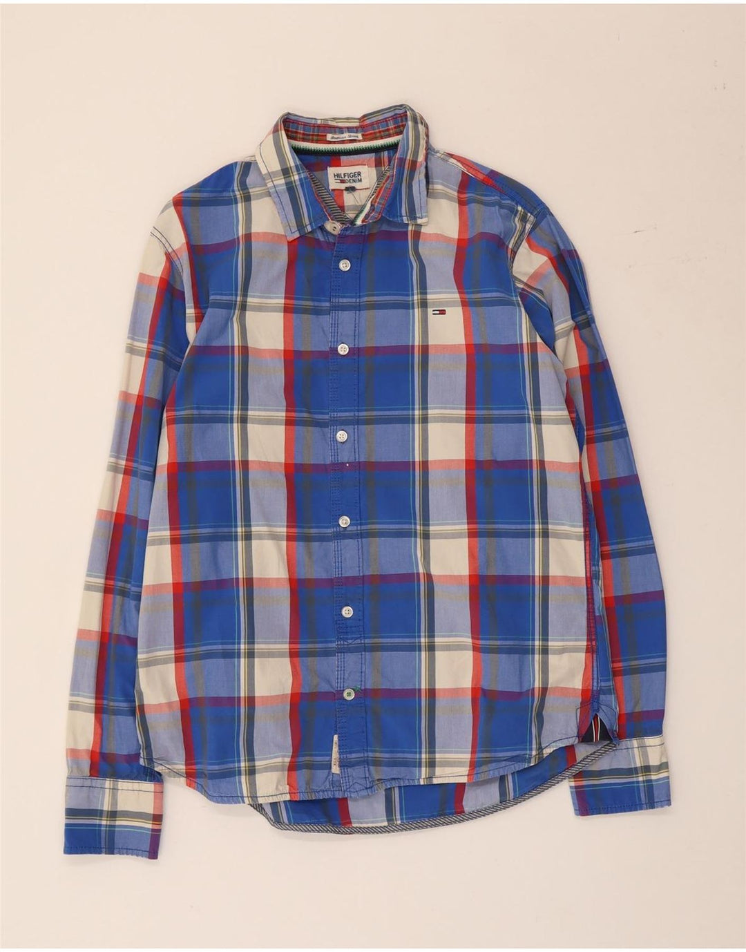 Tommy Hilfiger Herreskjorte Stor blå ternet bomuld