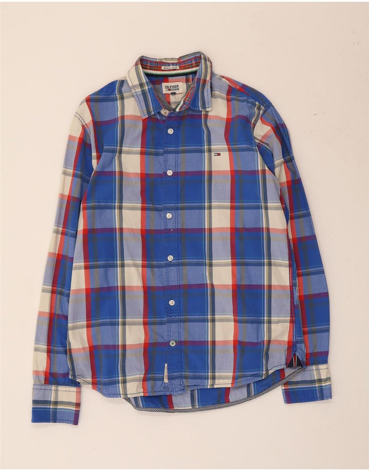 Tommy Hilfiger Herreskjorte Stor blå ternet bomuld