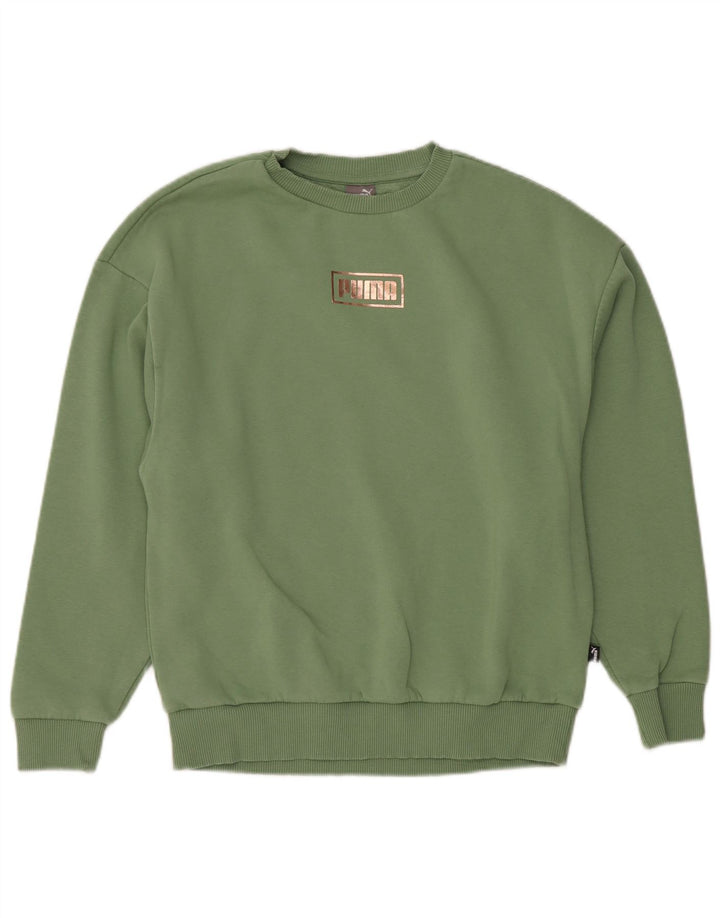 Puma Graphic Sweatshirt Jumper UK 10 lille grøn bomuld