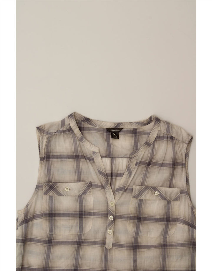 EDDIE BAUER Womens Sleeveless Pullover Shirt UK 14 Medium Grey Check Vintage Eddie Bauer and Second-Hand Eddie Bauer from Messina Hembry 