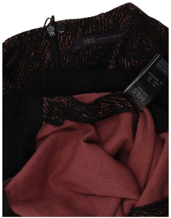 Marks & Spencer Dame Langærmet Bluse Top UK 10 Small Black Pinstripe