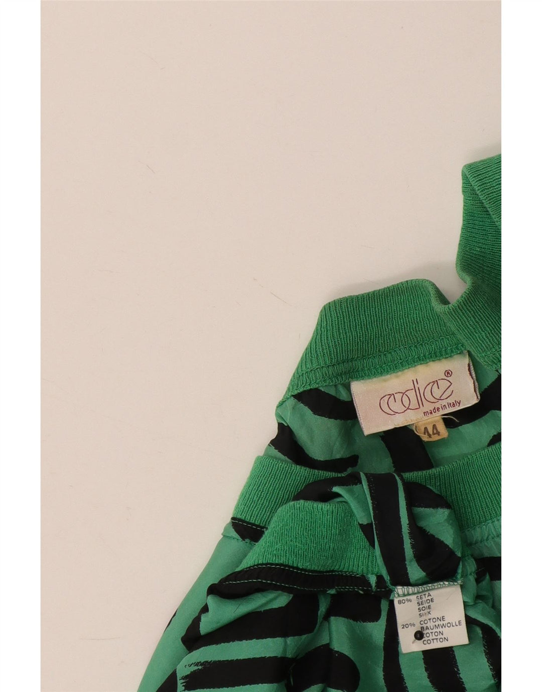 Codice Womens Oversized Blouse Top IT 44 Medium Green Geometric Silk