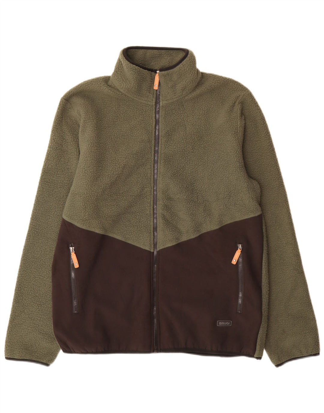 Brugi Herre Fleecejakke UK 42 XL Grøn Colourblock Polyester