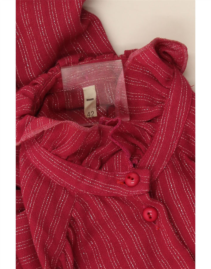 VINTAGE Langærmet maxikjole til kvinder IT 42 Medium Rød nålestribe