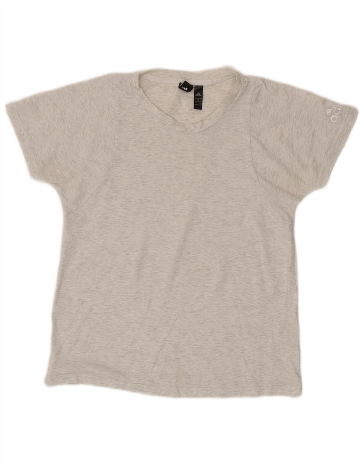 Adidas Dame T-Shirt Top UK 12 Medium Grå Bomuld