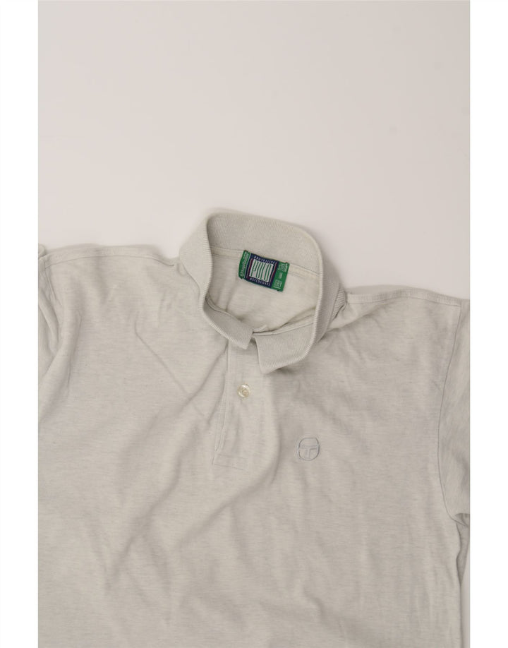 SERGIO TACCHINI Mens Polo Shirt IT 50 Medium Grey Vintage Sergio Tacchini and Second-Hand Sergio Tacchini from Messina Hembry 