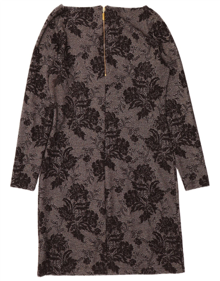 NÆSTE Dame Langærmet Shift Dress UK 14 Medium Grey Floral Viscose